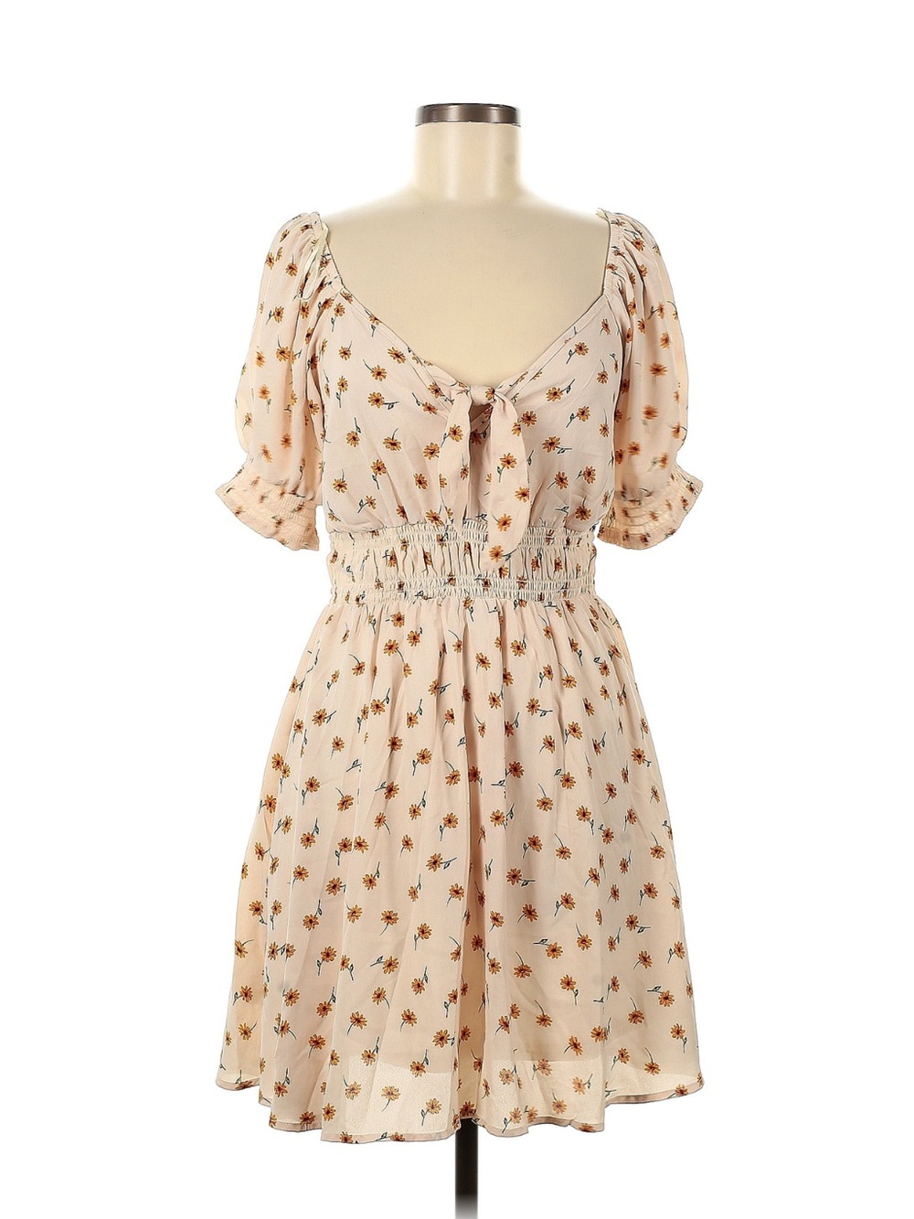 NWOT Sienna Sky Cream Floral Tie-Front Mini Dress
